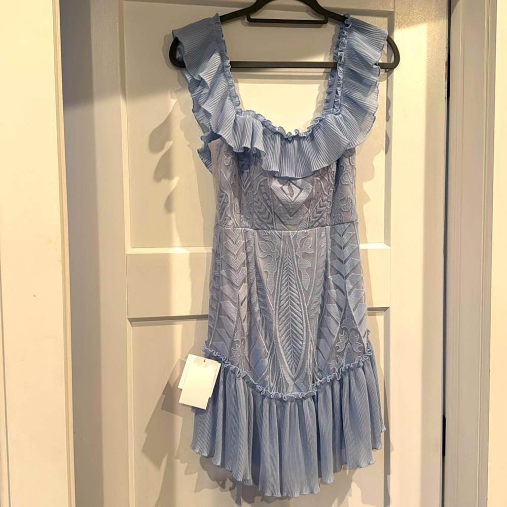 Giddy up! NWT!  Adorable baby blue knee length dress, size small